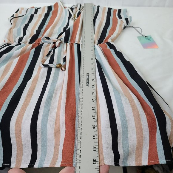 J for Justify Women's Dress Grated Multicolor Cap Sleeves Earth Tones Blouson - Picture 10 of 11